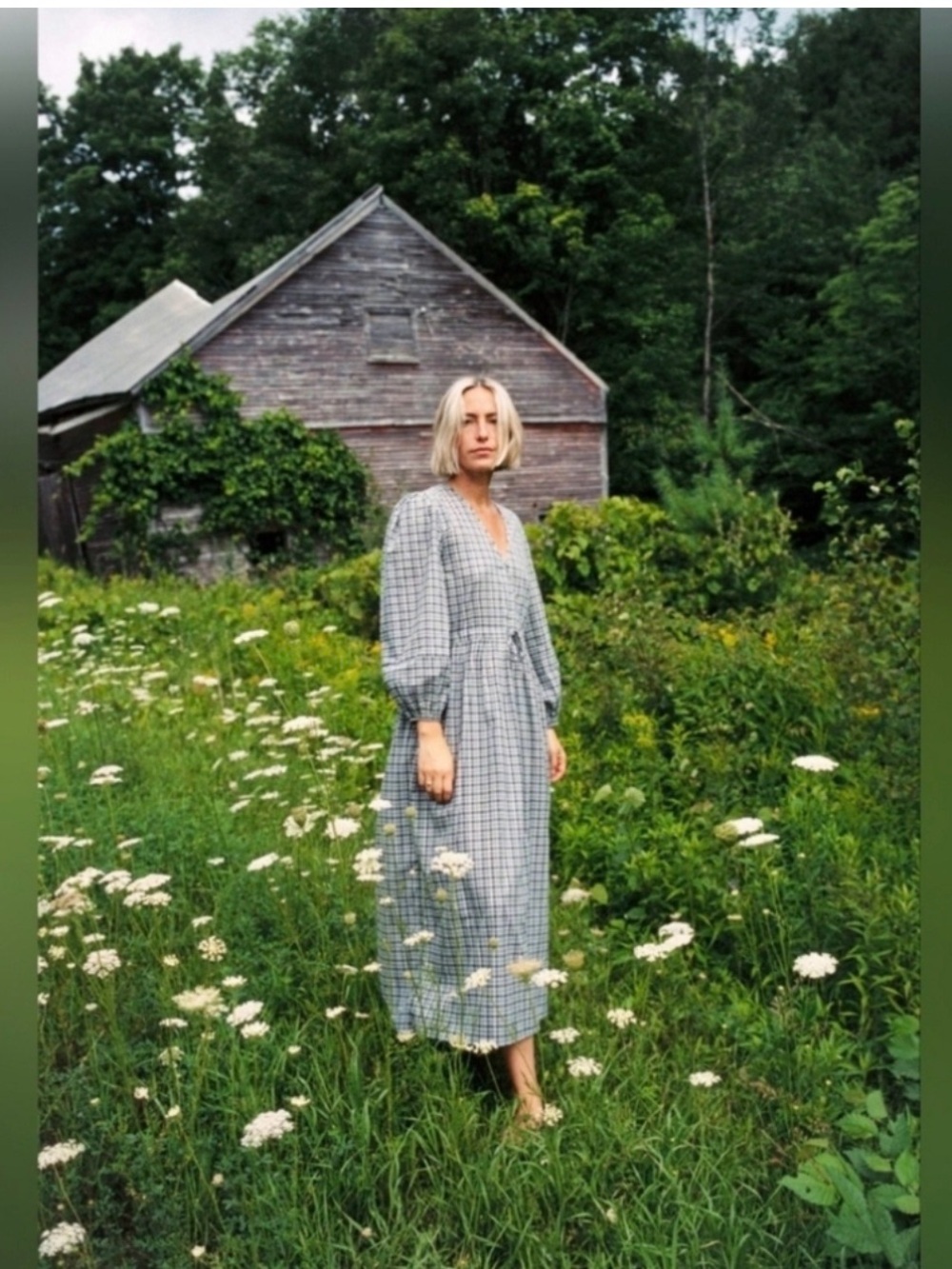 Christy Dawn Fall 2024 Saunders midi dress slate gingham size large